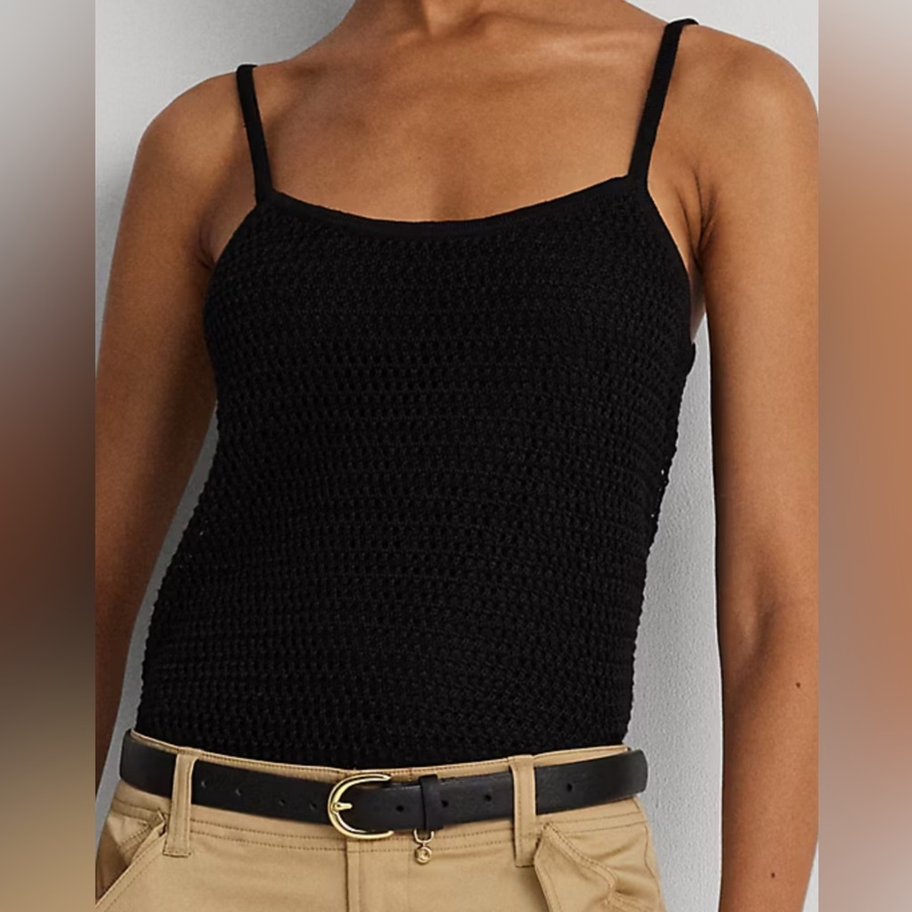 Ralph Lauren Black Linen-Blend Sweater Tank Top